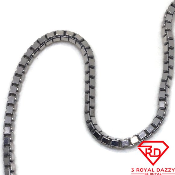 Cube Box Chain 16 inch Necklace 14K White Gold - Picture 2 of 3